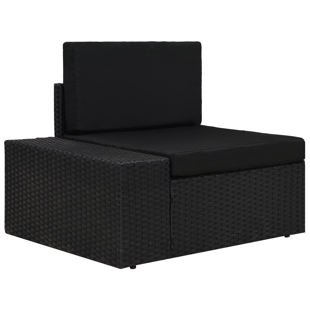 loungesæt til haven 7 dele polyrattan sort