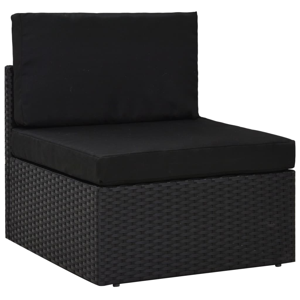 loungesæt til haven 7 dele polyrattan sort