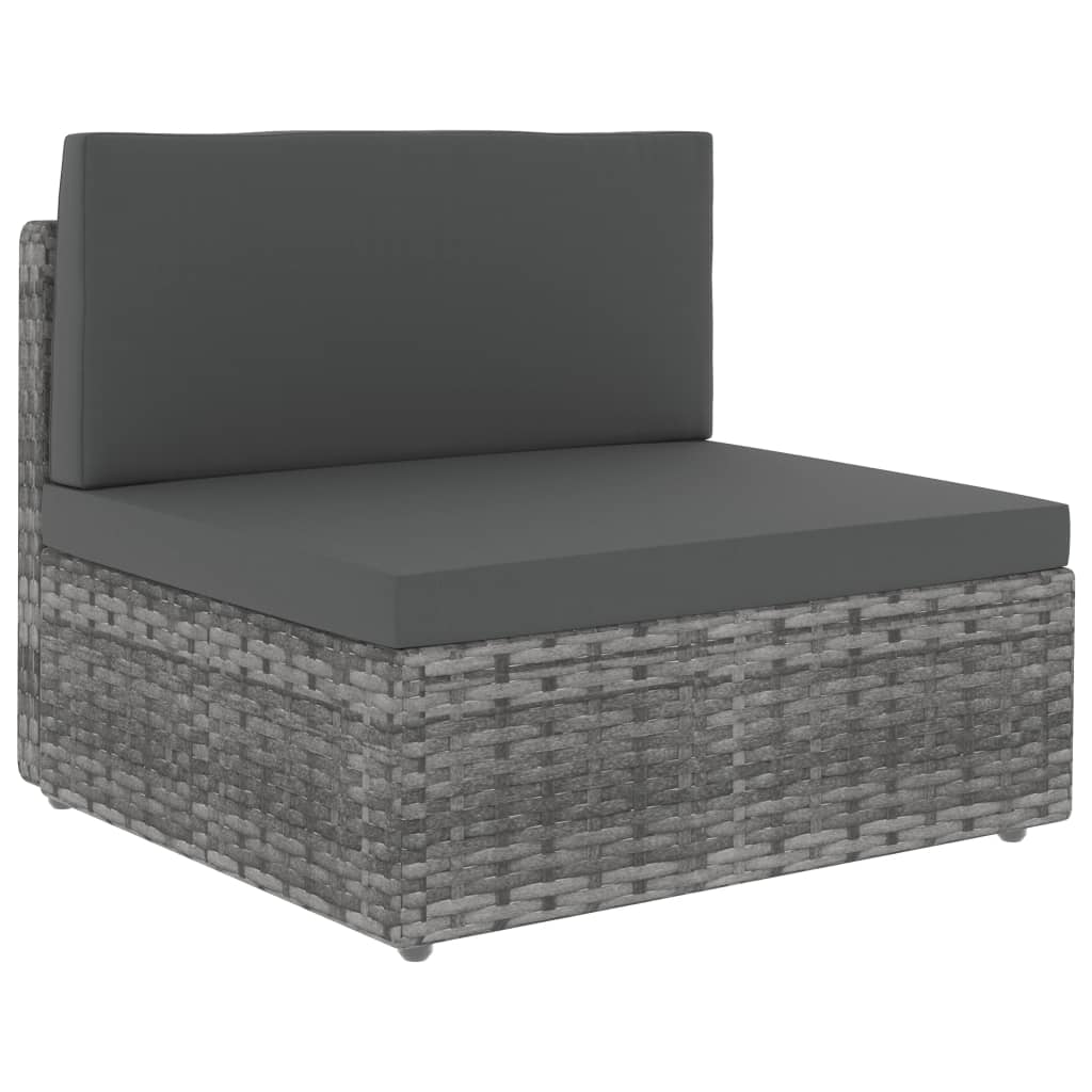 loungesæt til haven 10 dele polyrattan grå