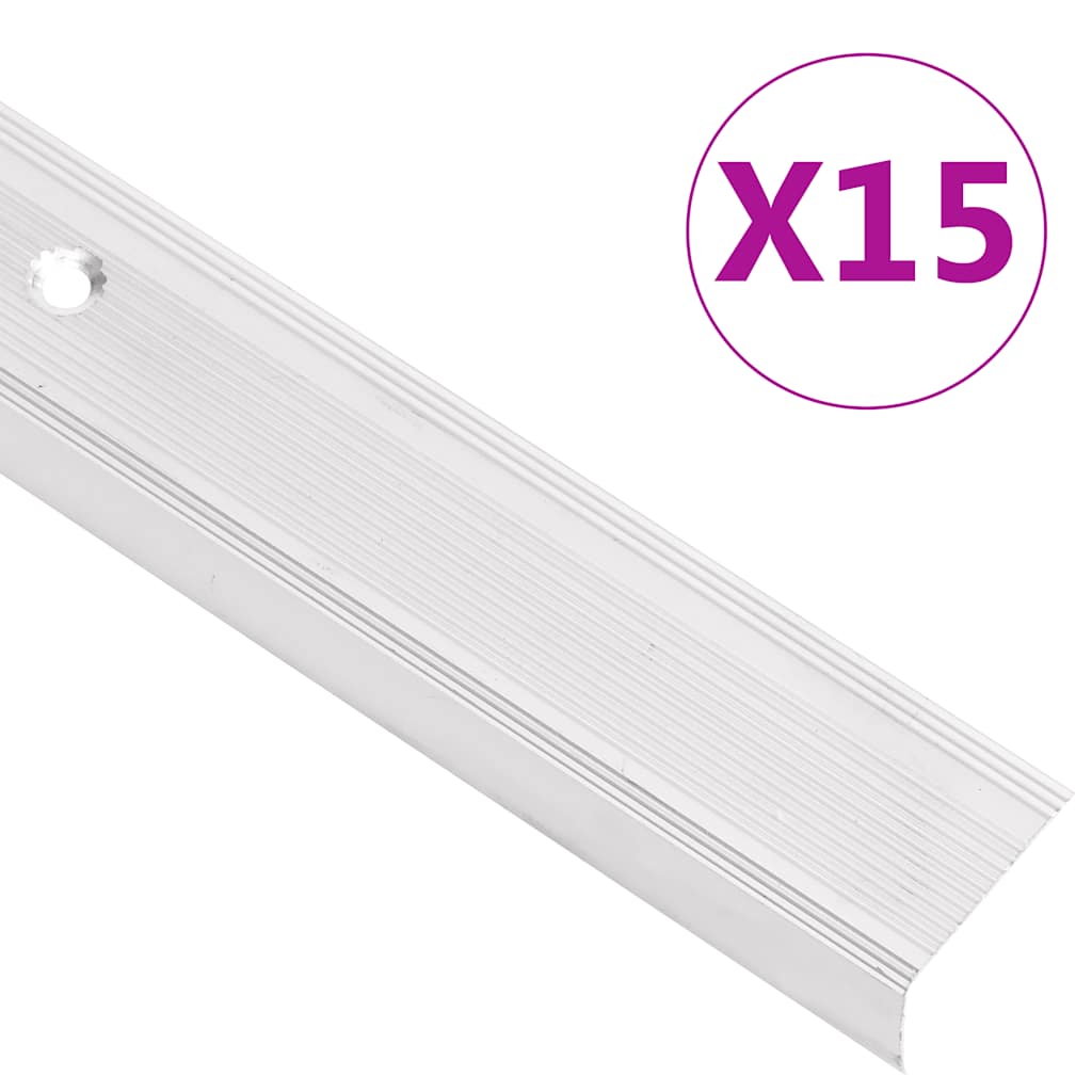 trappelister 15 stk. L-facon 90 cm aluminium sølvfarvet