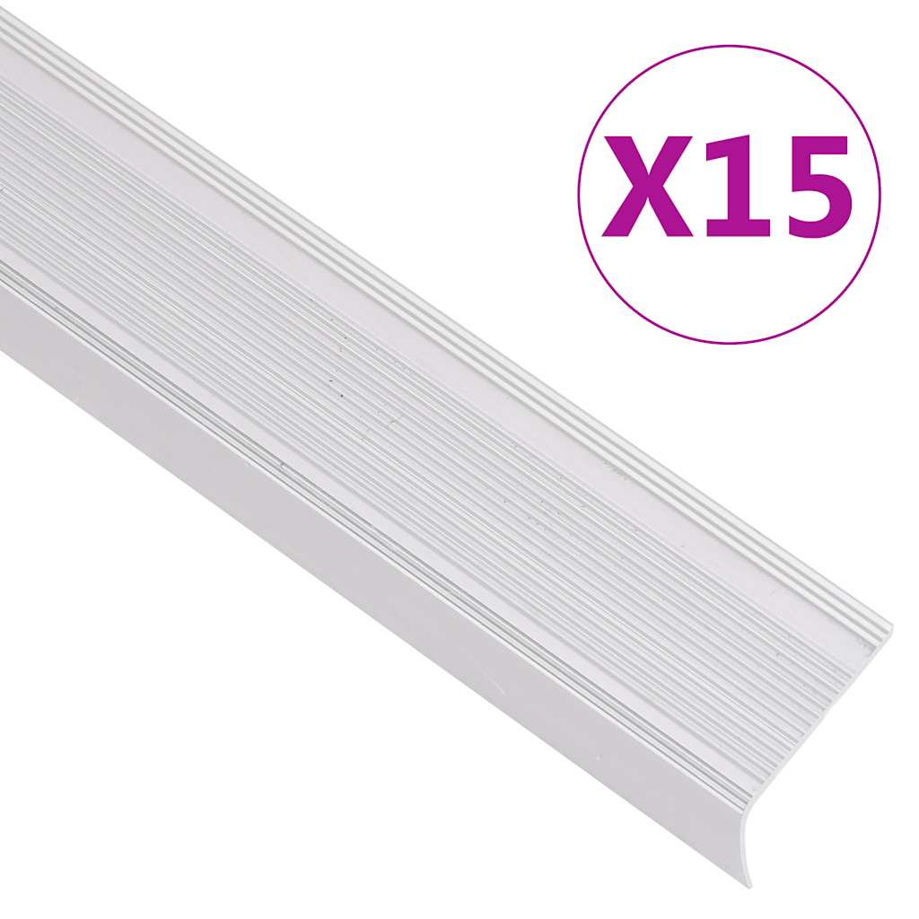 trappelister 15 stk. L-facon 90 cm aluminium sølvfarvet