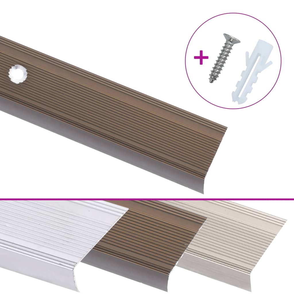 5 stk. trappelister L-facon 100 cm aluminium brun