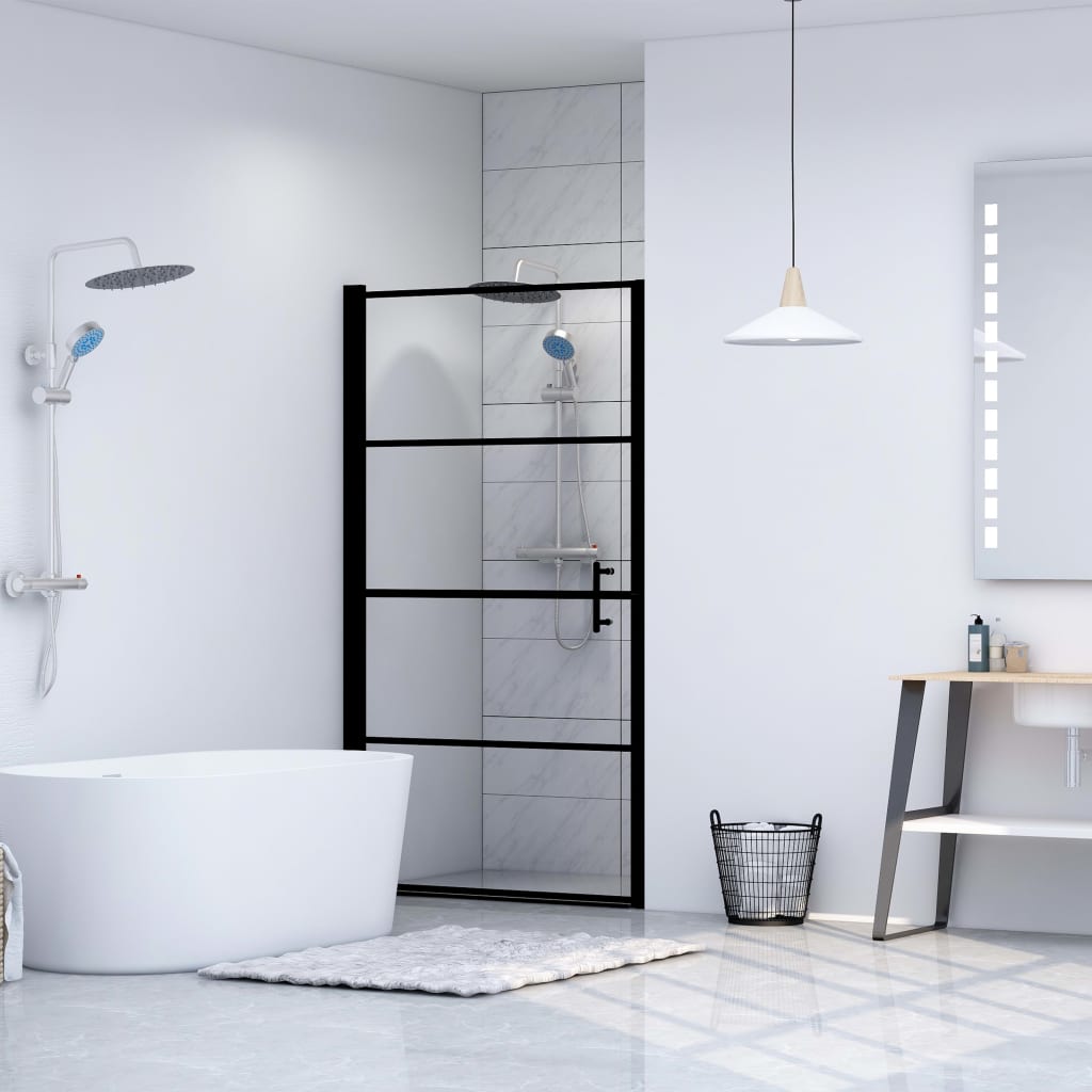 brusedør 100x178 cm hærdet glas sort