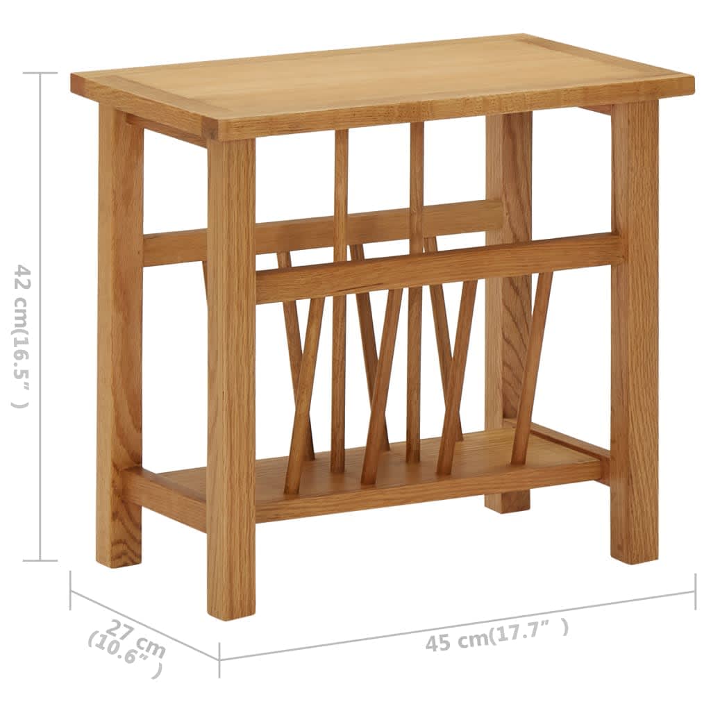 magasinstativ 45x27x42 cm massivt egetræ