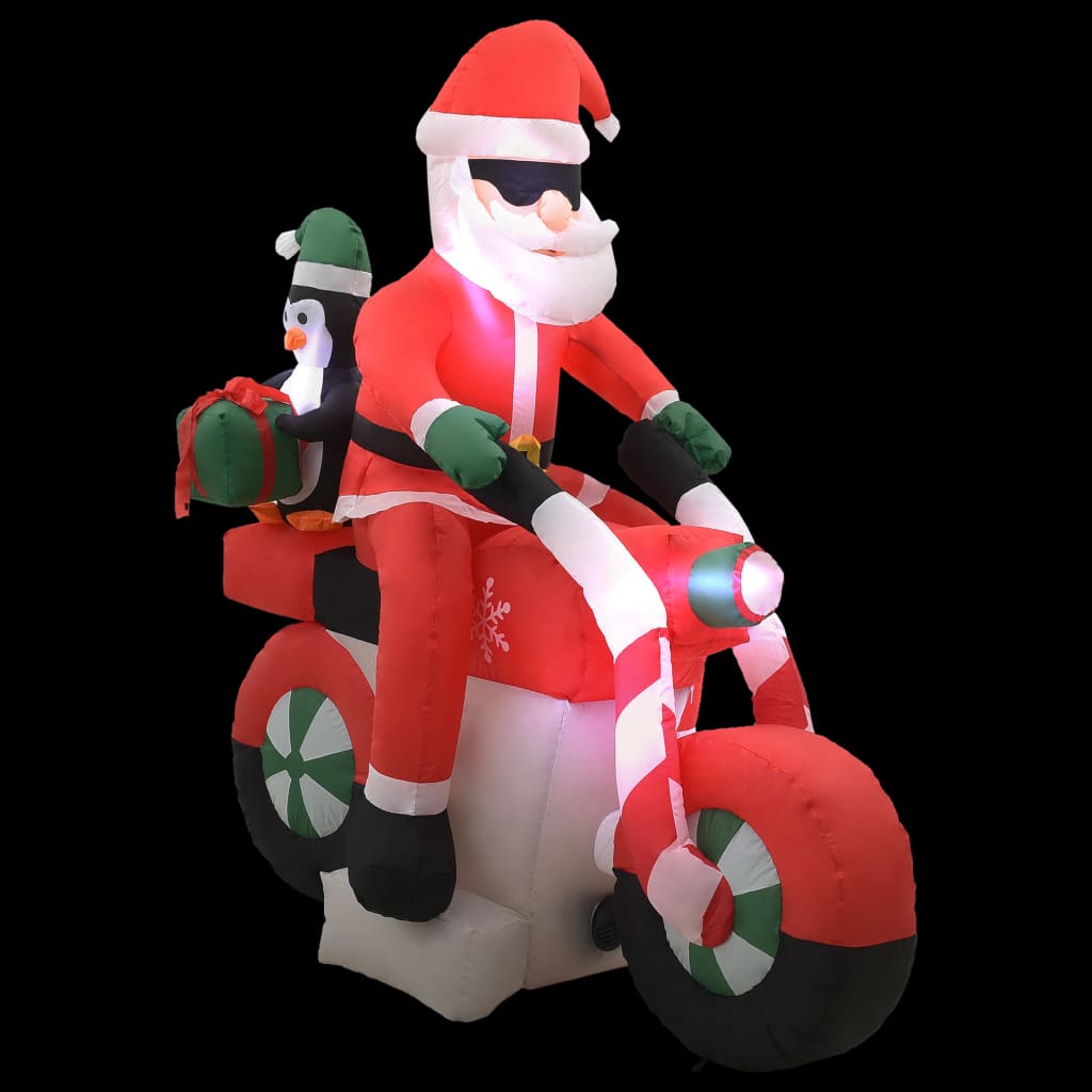 oppustelig julemand på motorcykel LED IP44 160 cm