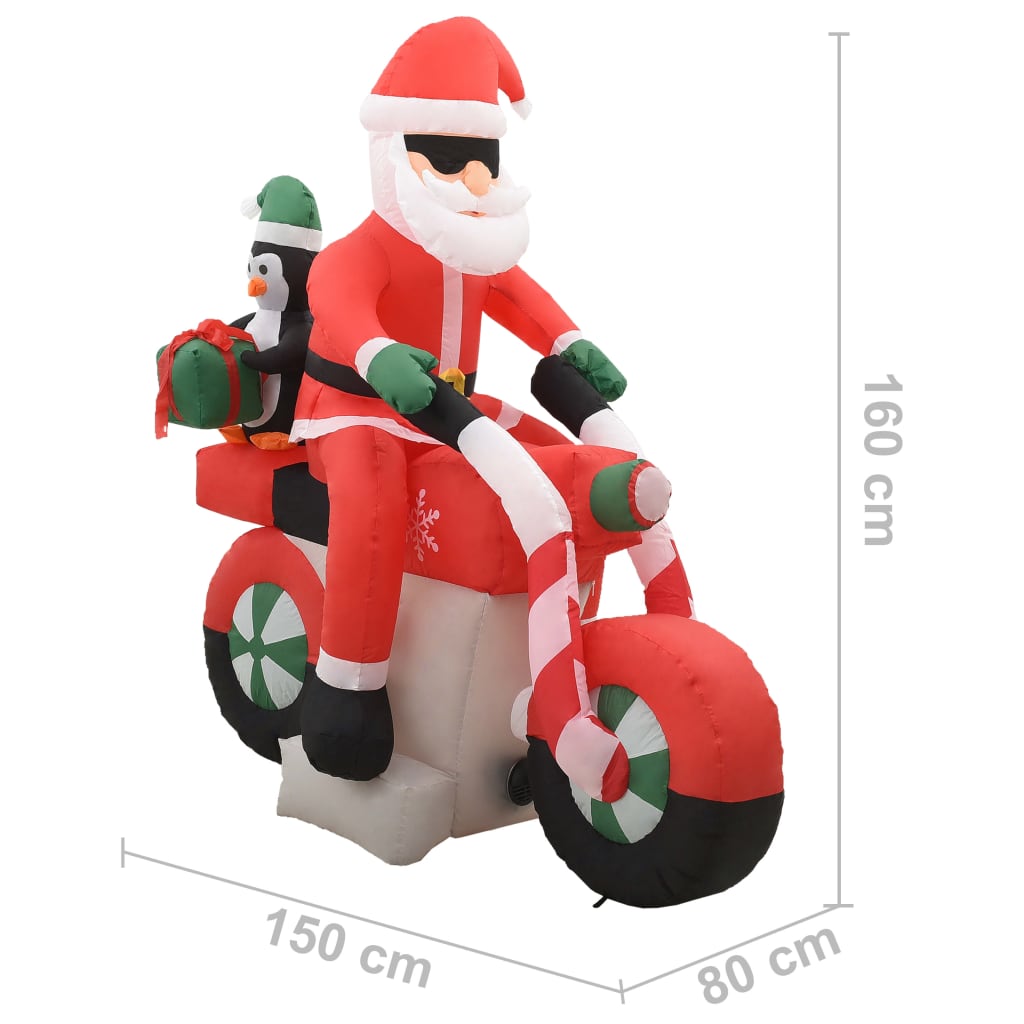 oppustelig julemand på motorcykel LED IP44 160 cm