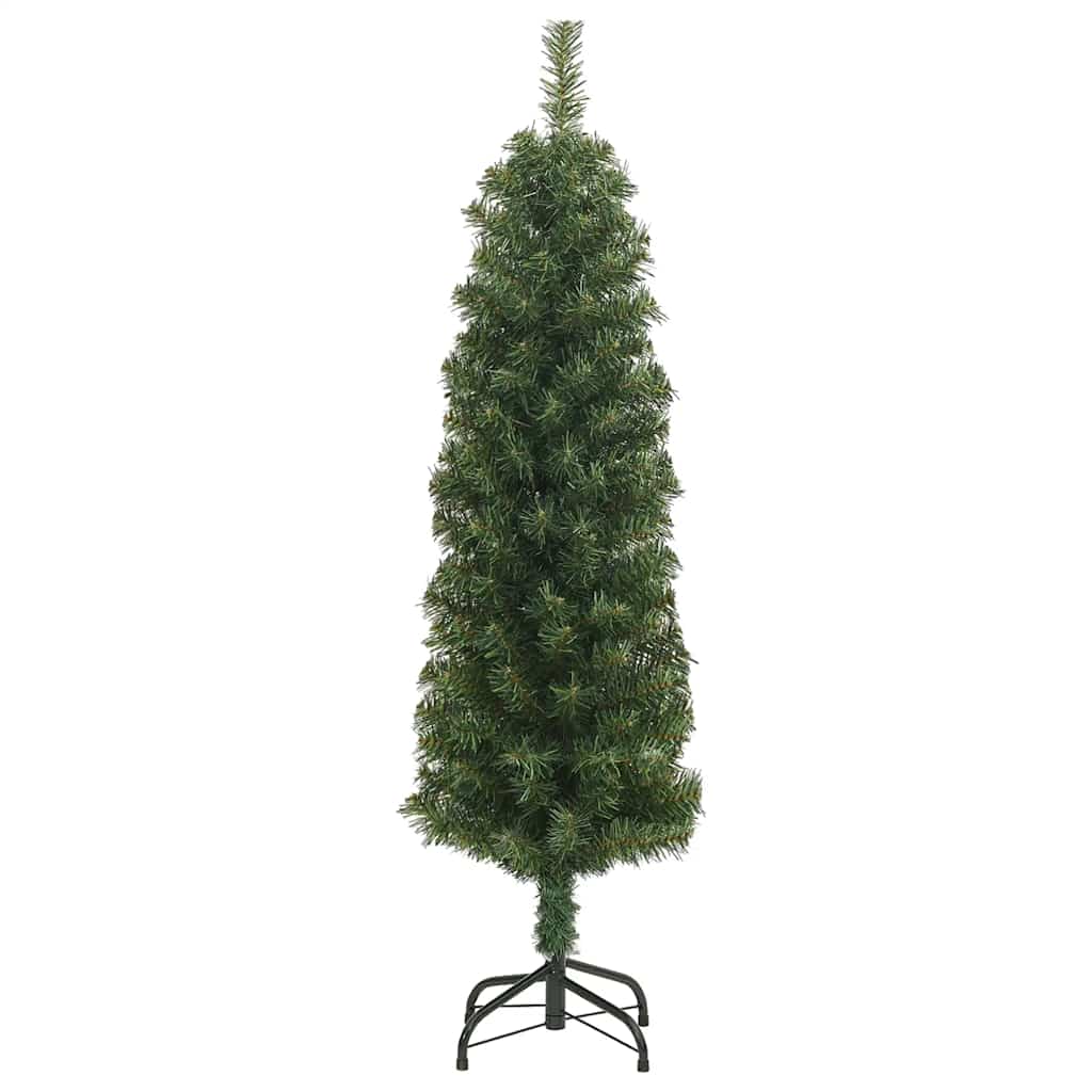 smalt kunstigt juletræ med juletræsfod 150 cm PVC grøn