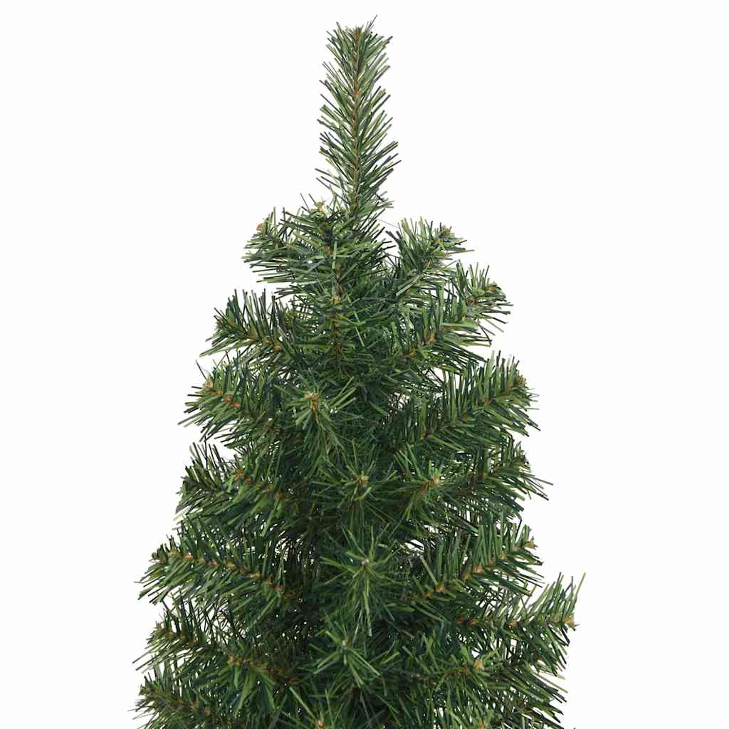 smalt kunstigt juletræ med juletræsfod 210 cm PVC grøn
