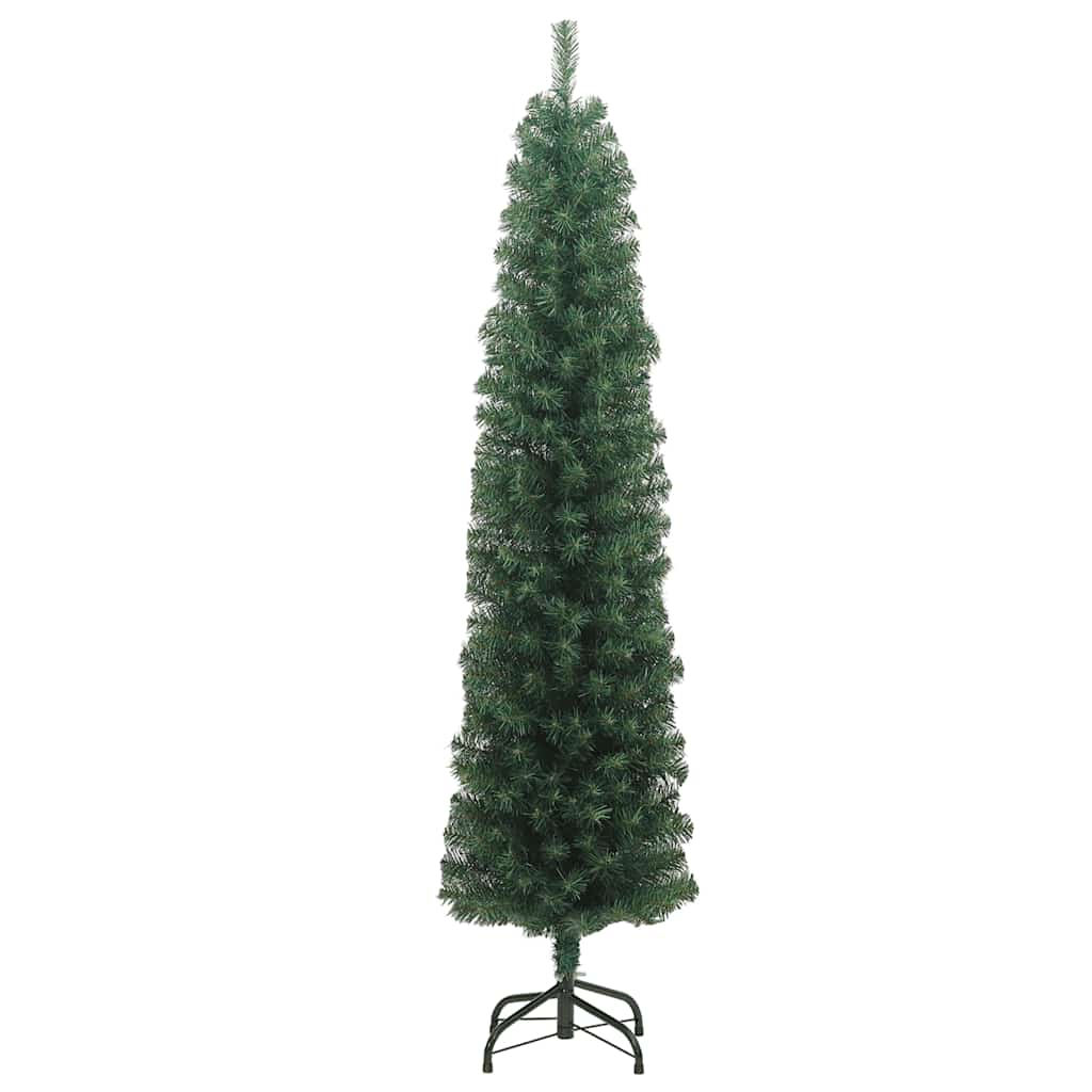 smalt kunstigt juletræ med juletræsfod 240 cm PVC grøn