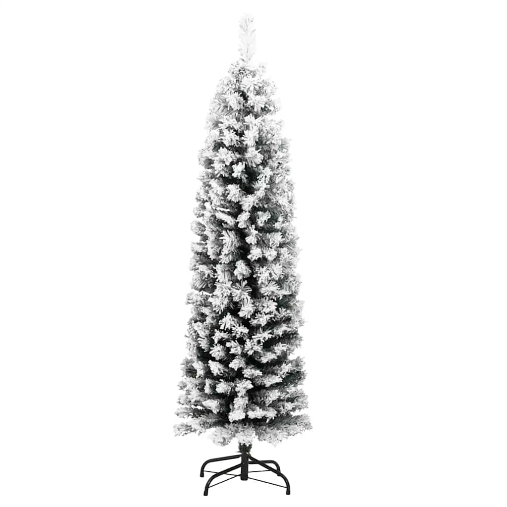 smalt kunstigt juletræ med sne 150 cm PVC grøn