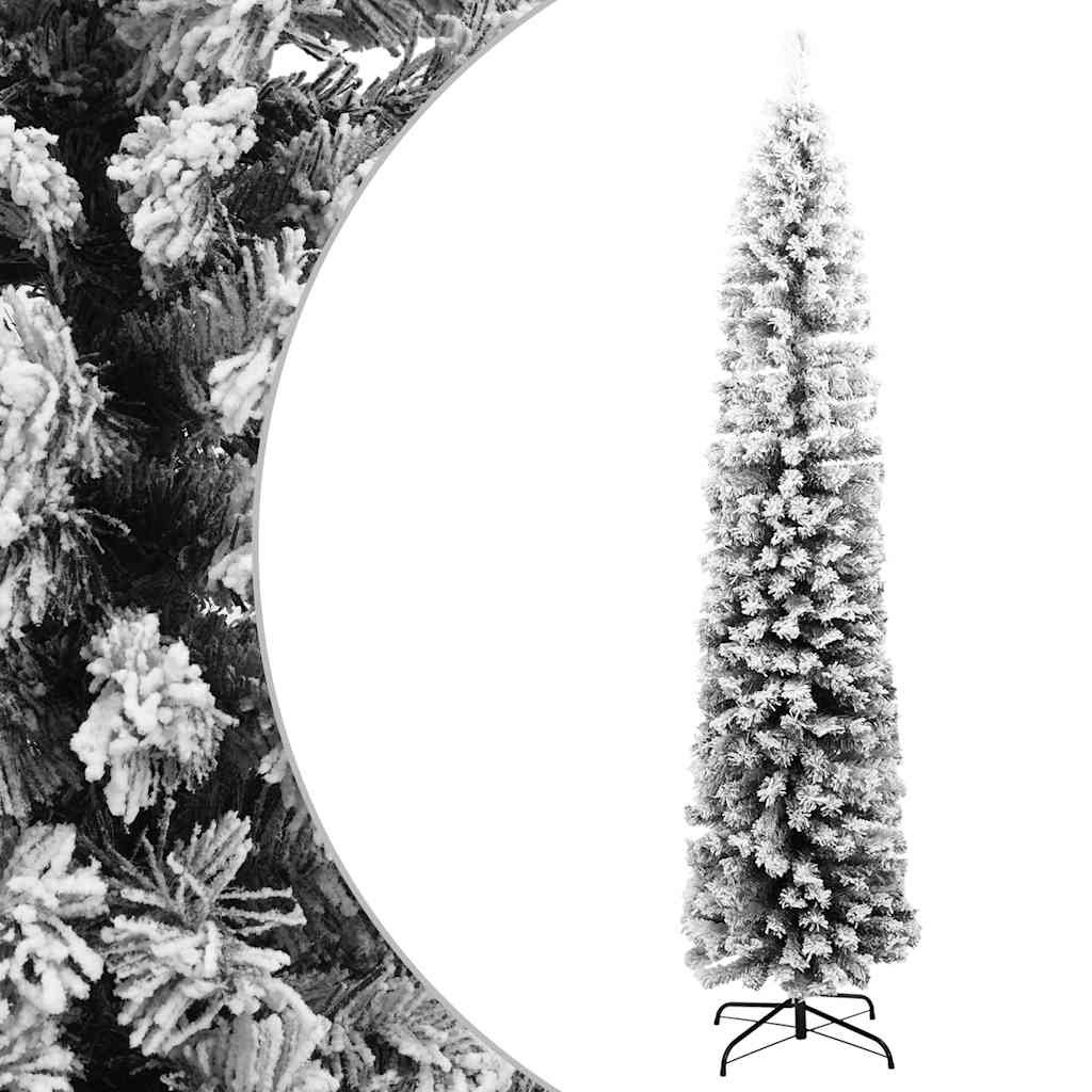 smalt kunstigt juletræ med sne 180 cm PVC grøn