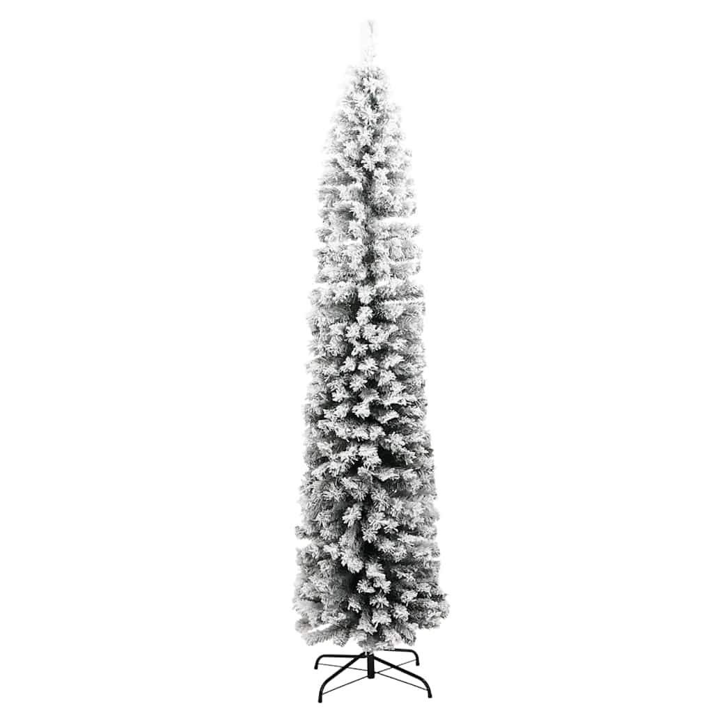 smalt kunstigt juletræ med sne 210 cm PVC grøn