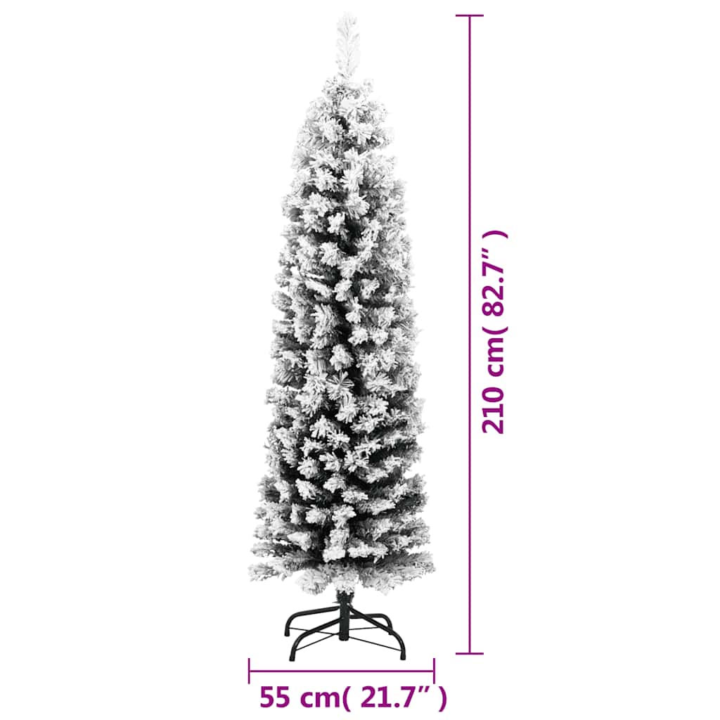 smalt kunstigt juletræ med sne 210 cm PVC grøn