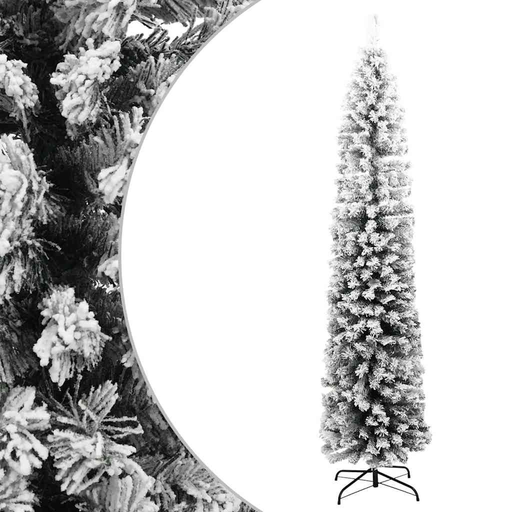 smalt kunstigt juletræ med sne 240 cm PVC grøn