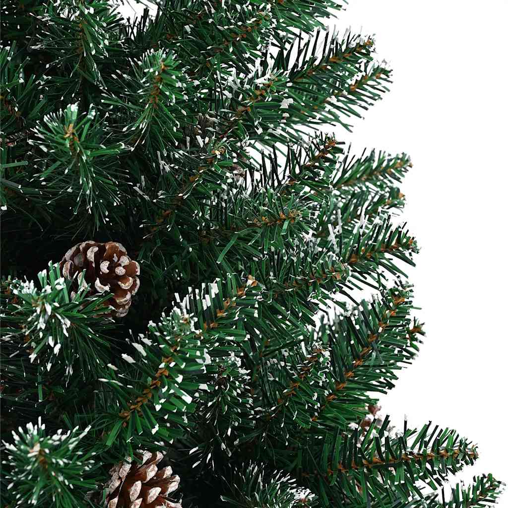 smalt juletræ med ægte træ og hvid sne 150 cm PVC grøn