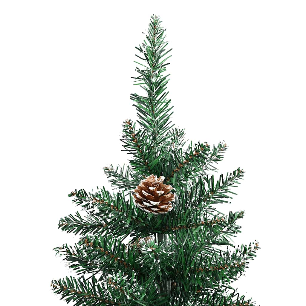 smalt juletræ med ægte træ og hvid sne 180 cm PVC grøn