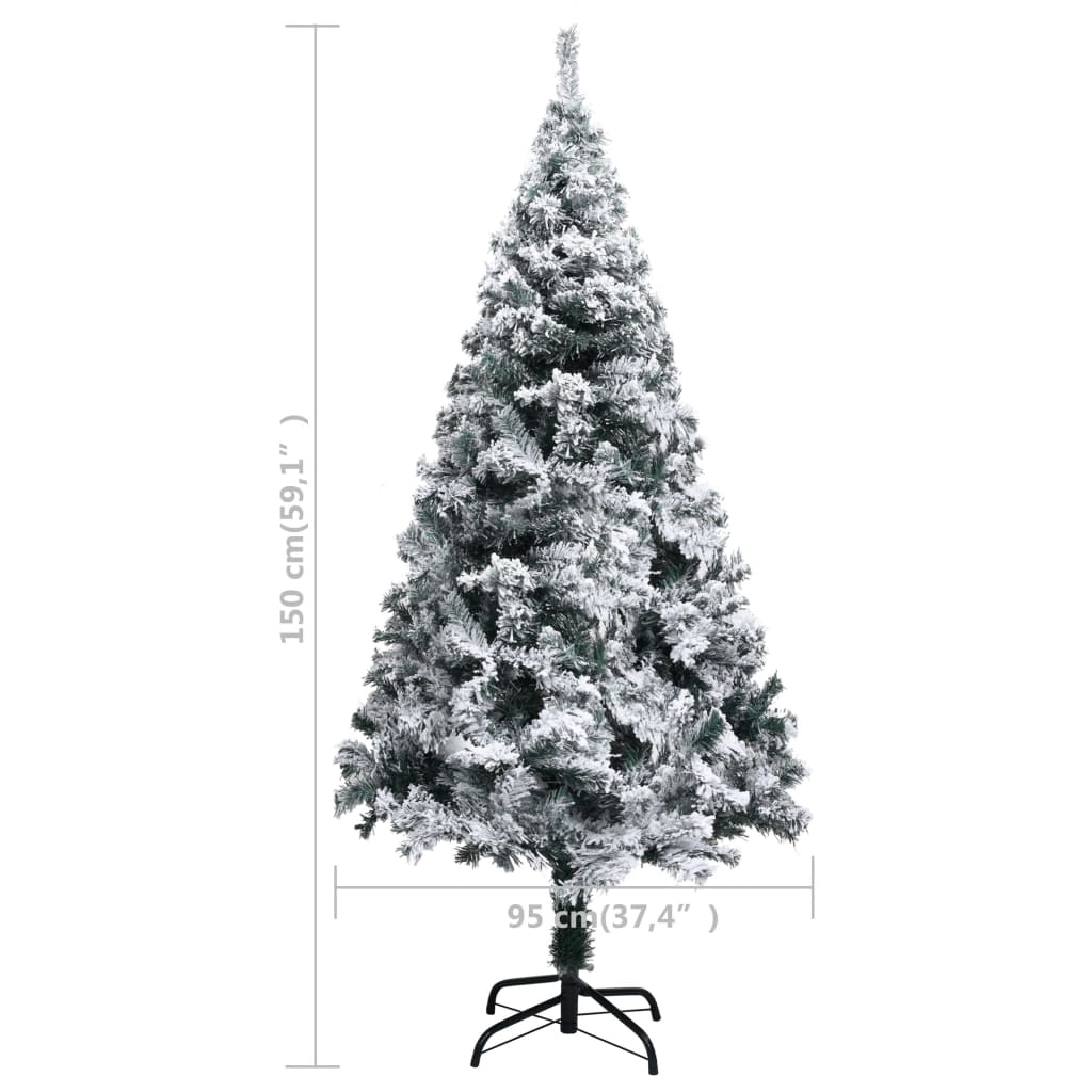 kunstigt juletræ med sne 150 cm PVC grøn