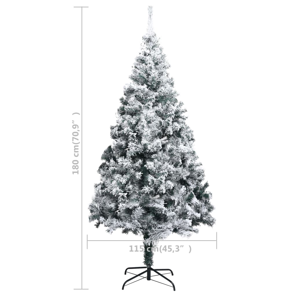 kunstigt juletræ med sne 180 cm PVC grøn