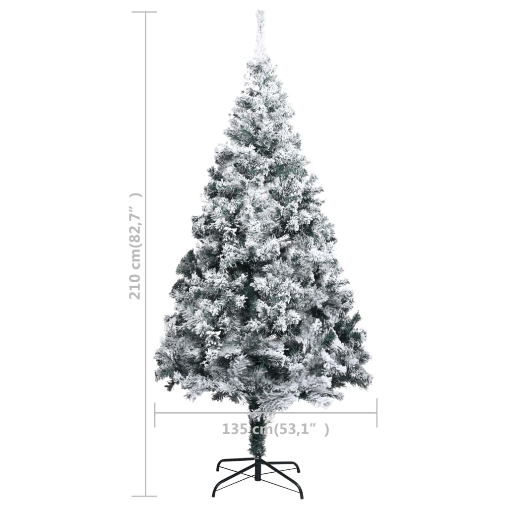 kunstigt juletræ med sne 210 cm PVC grøn