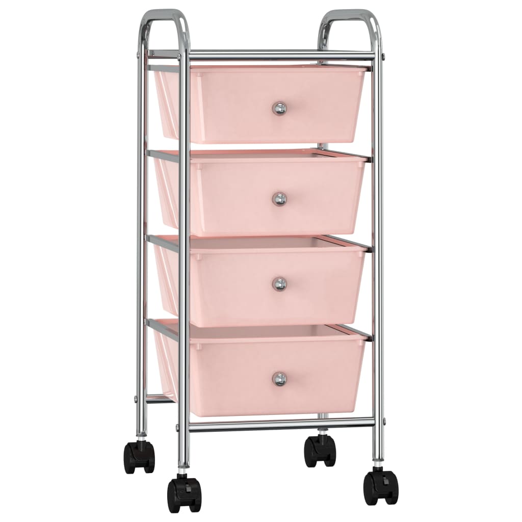 rullebord med 4 skuffer plastik pink