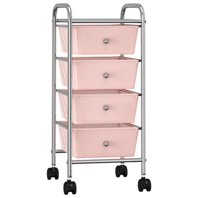 rullebord med 4 skuffer plastik pink