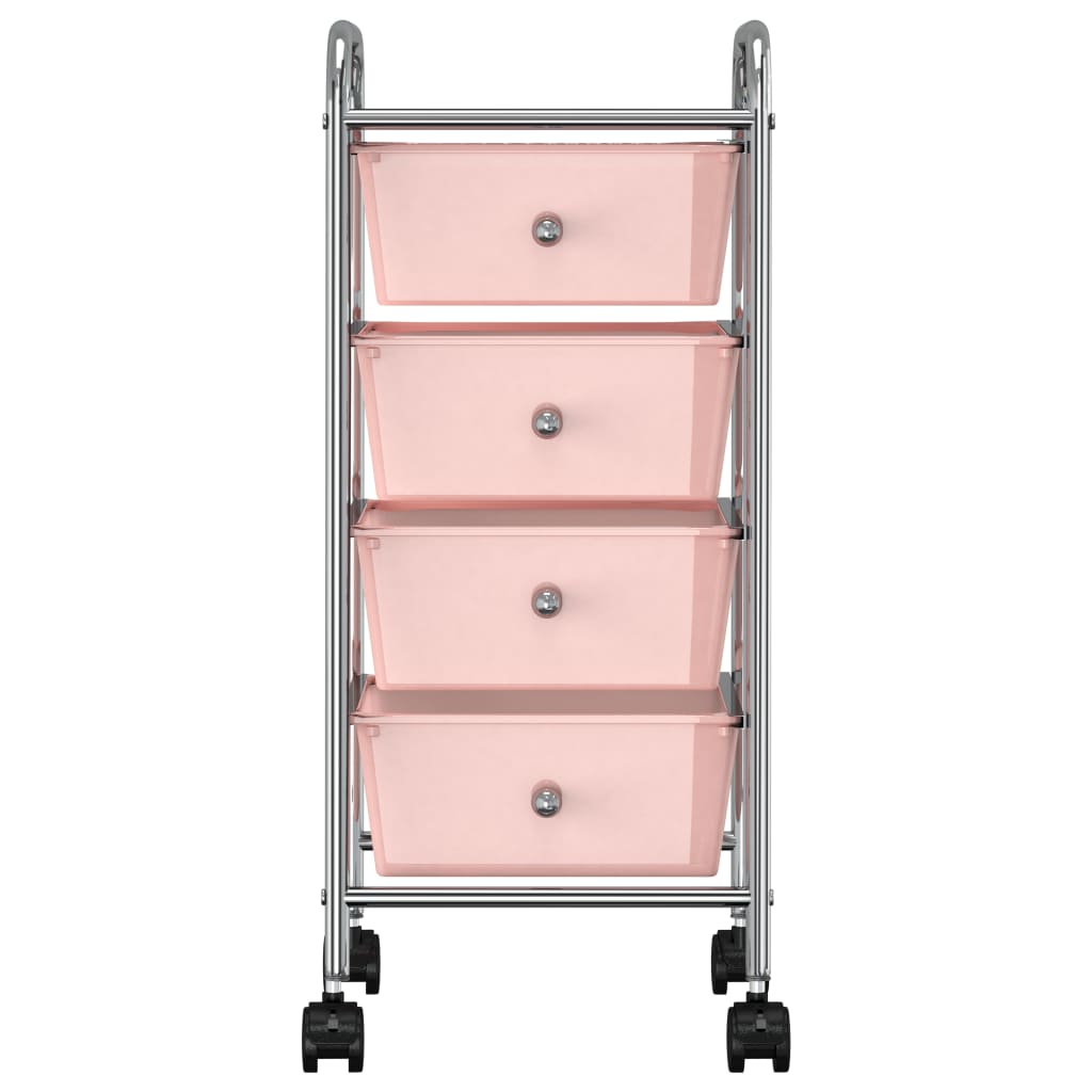 rullebord med 4 skuffer plastik pink
