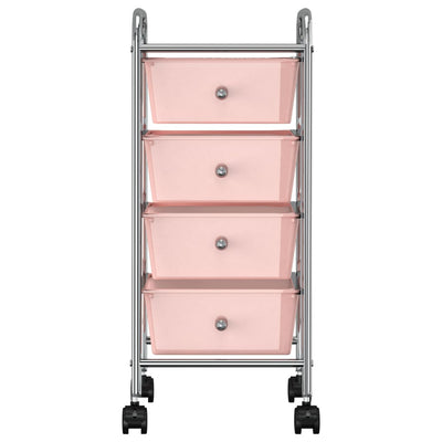 rullebord med 4 skuffer plastik pink