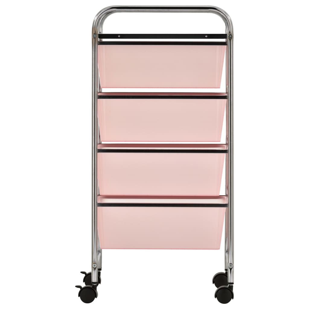 rullebord med 4 skuffer plastik pink