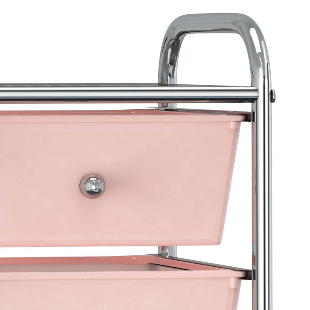 rullebord med 4 skuffer plastik pink