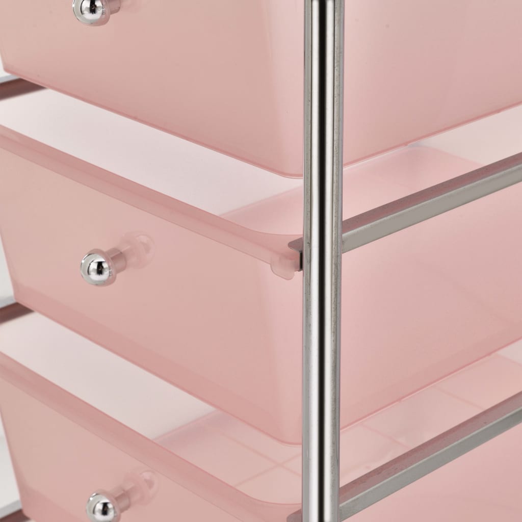 rullebord med 4 skuffer plastik pink