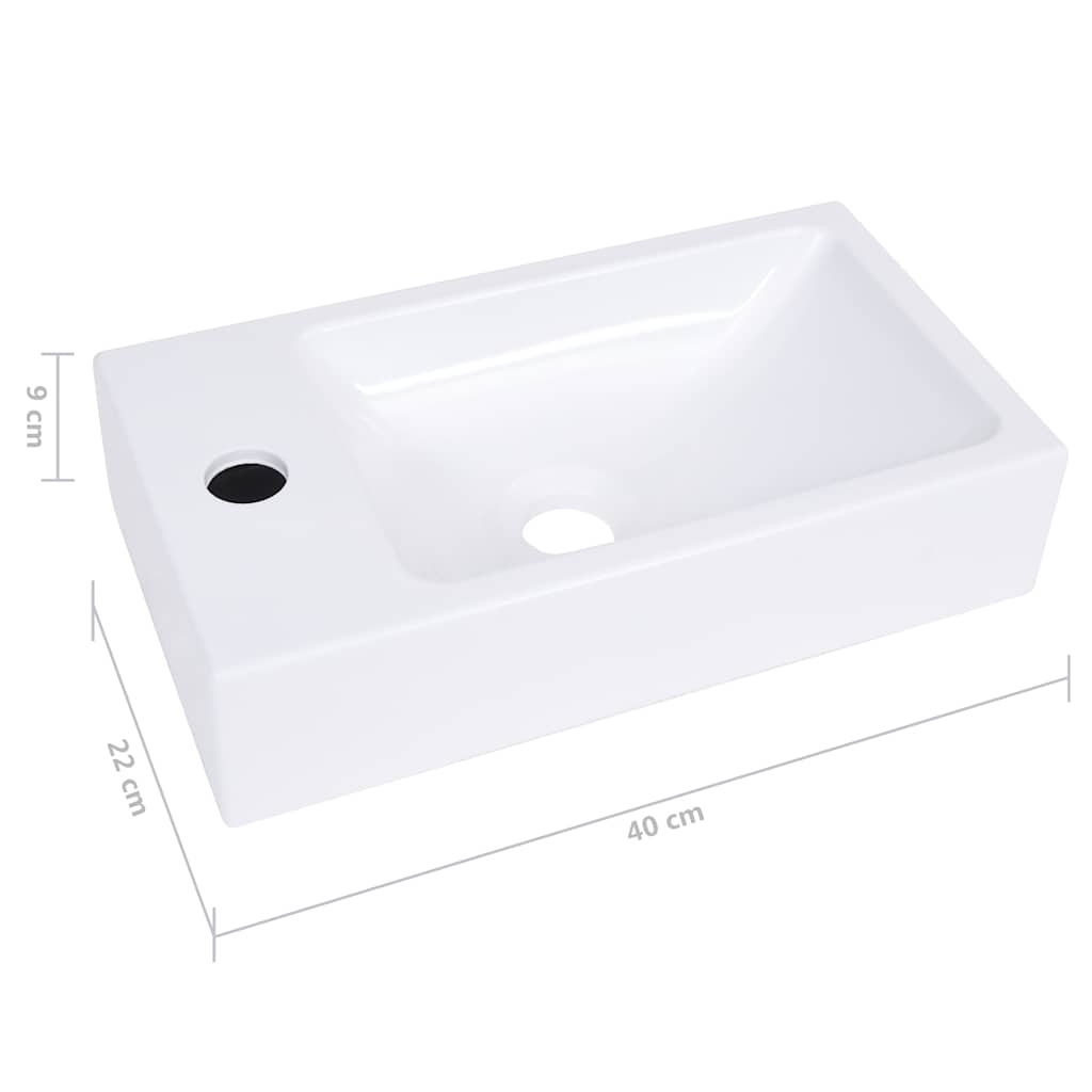 håndvask 400x220x90 mm SMC hvid