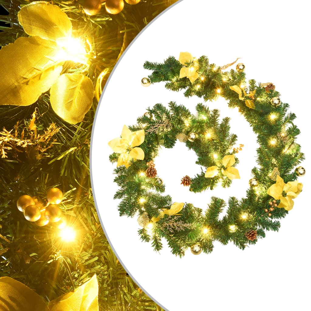 juleguirlande med LED-lys 2,7 m PVC grøn