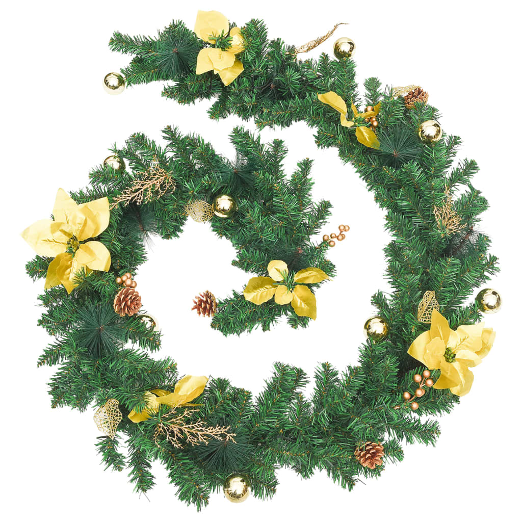 juleguirlande med LED-lys 2,7 m PVC grøn