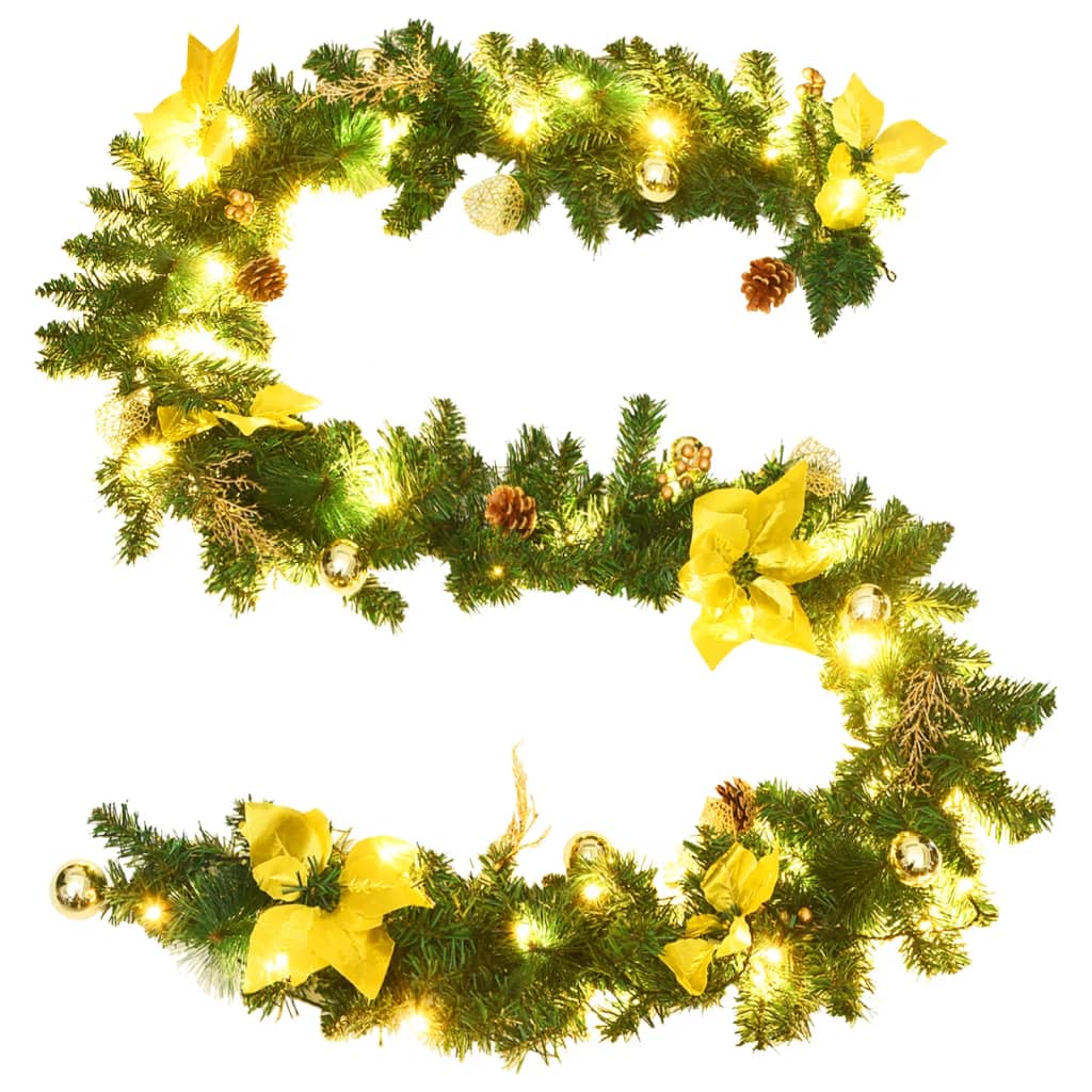 juleguirlande med LED-lys 2,7 m PVC grøn