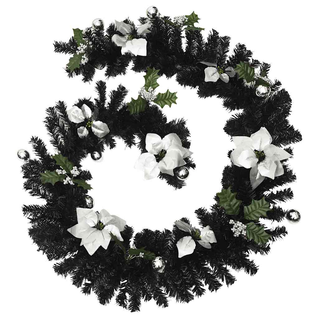 juleguirlande med LED-lys 2,7 m PVC sort