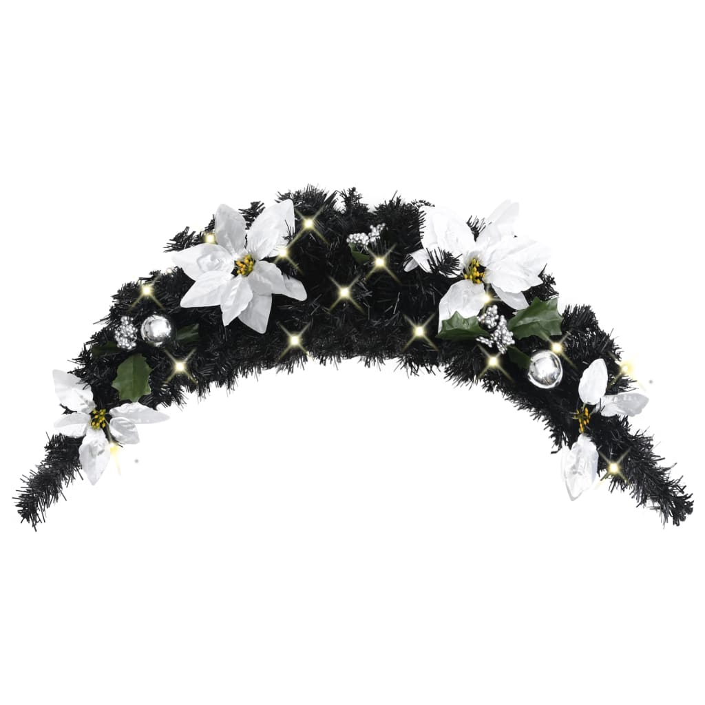 julekrans buefacon med LED-lys 90 cm PVC sort