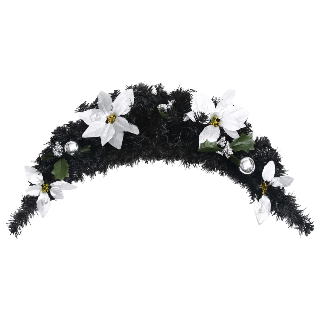 julekrans buefacon med LED-lys 90 cm PVC sort