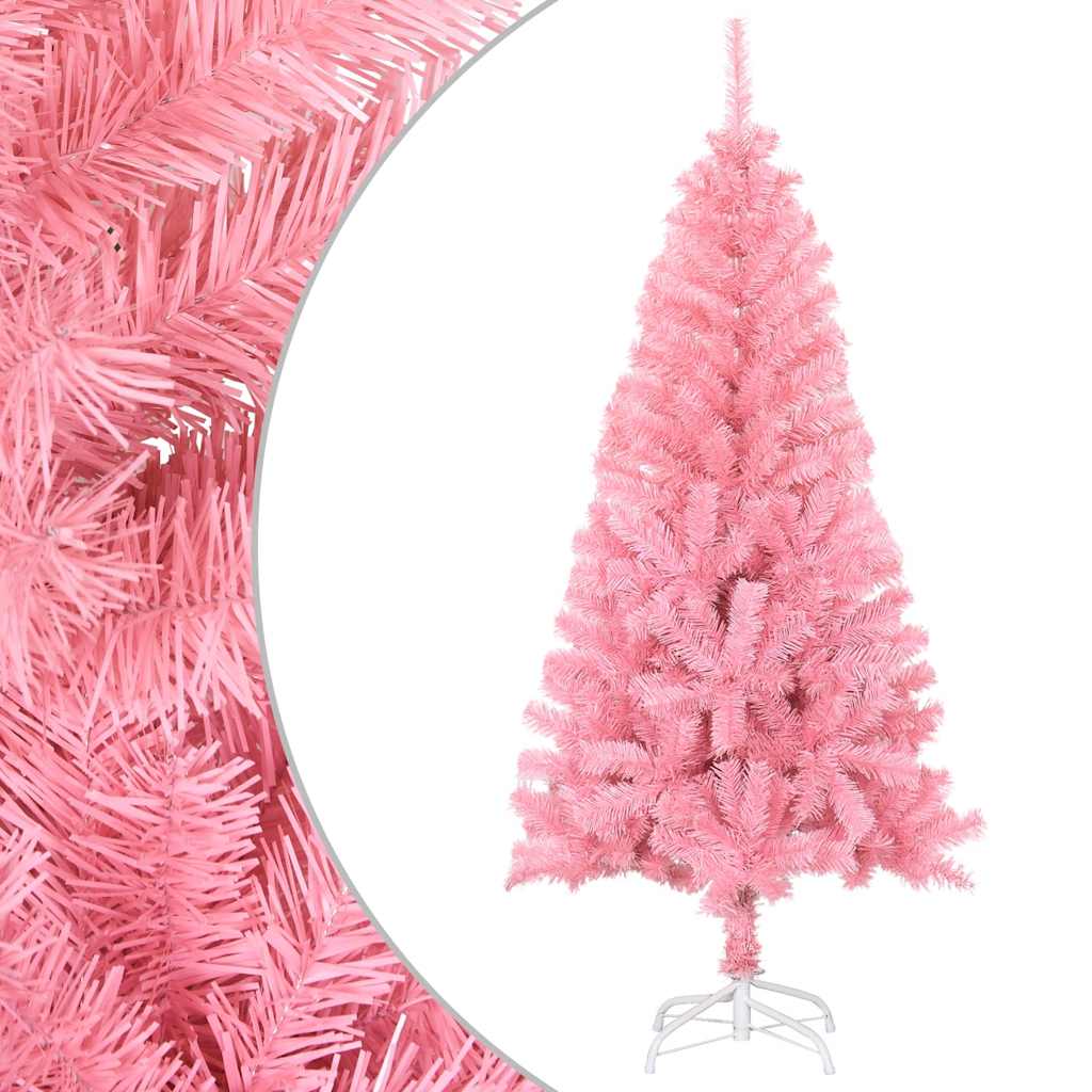 kunstigt juletræ med juletræsfod 150 cm PVC lyserød