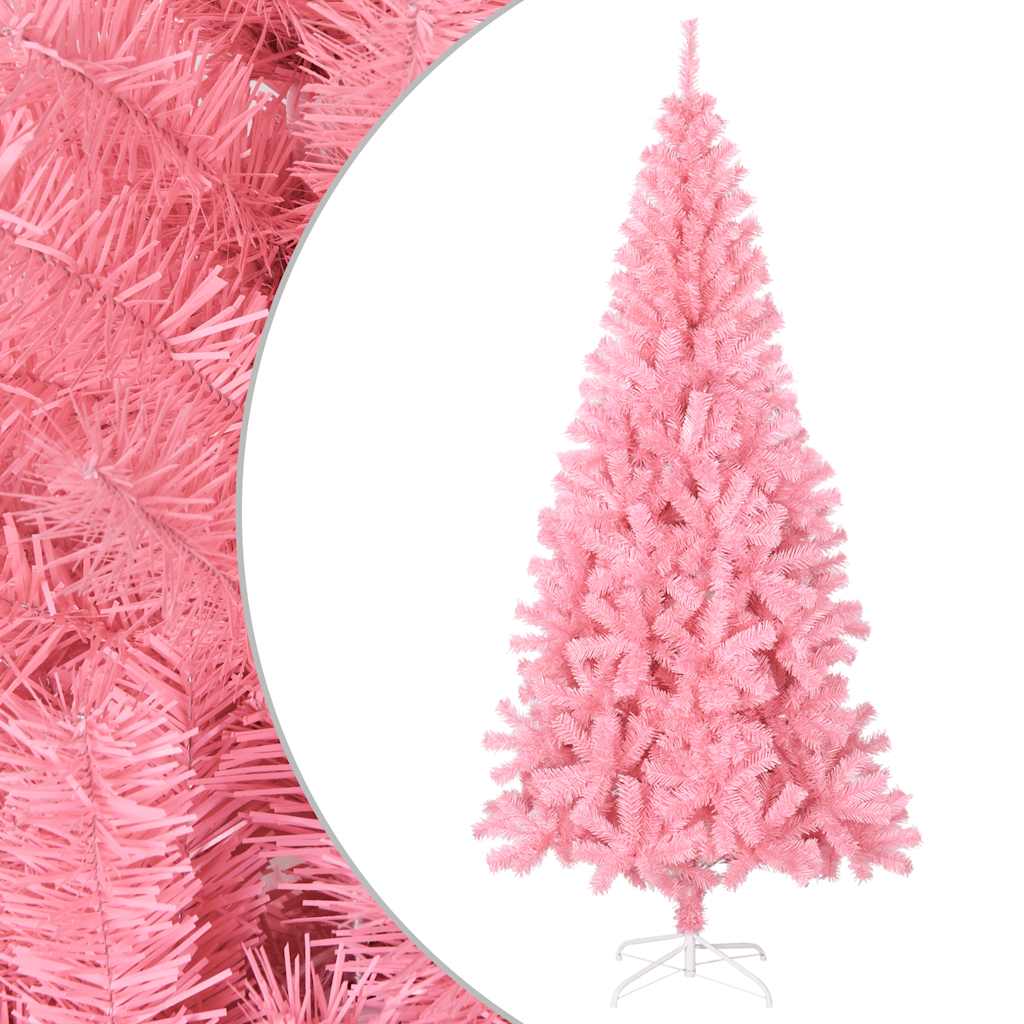 kunstigt juletræ med juletræsfod 180 cm PVC lyserød