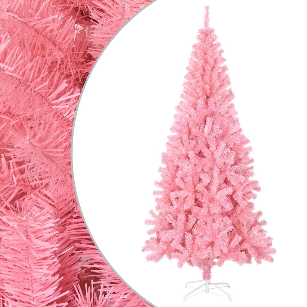 kunstigt juletræ med juletræsfod 210 cm PVC lyserød