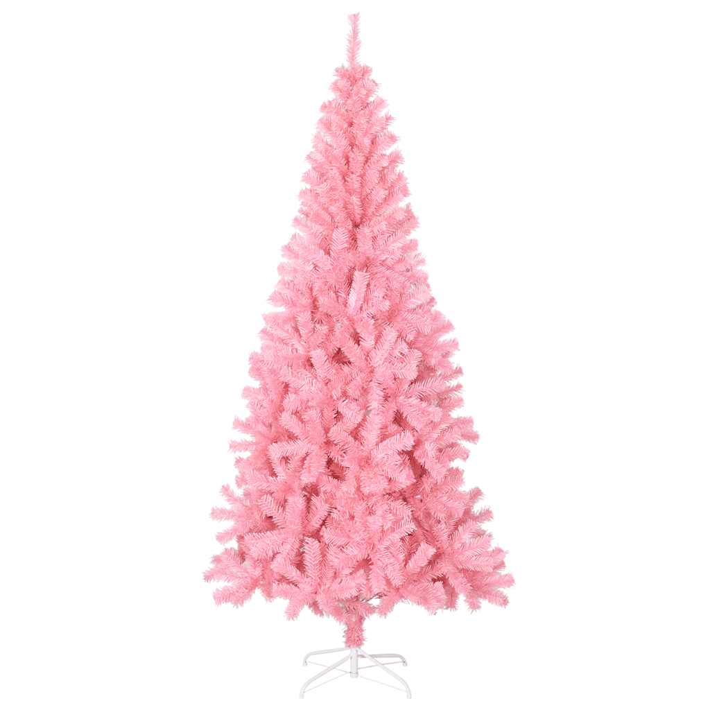 kunstigt juletræ med juletræsfod 210 cm PVC lyserød