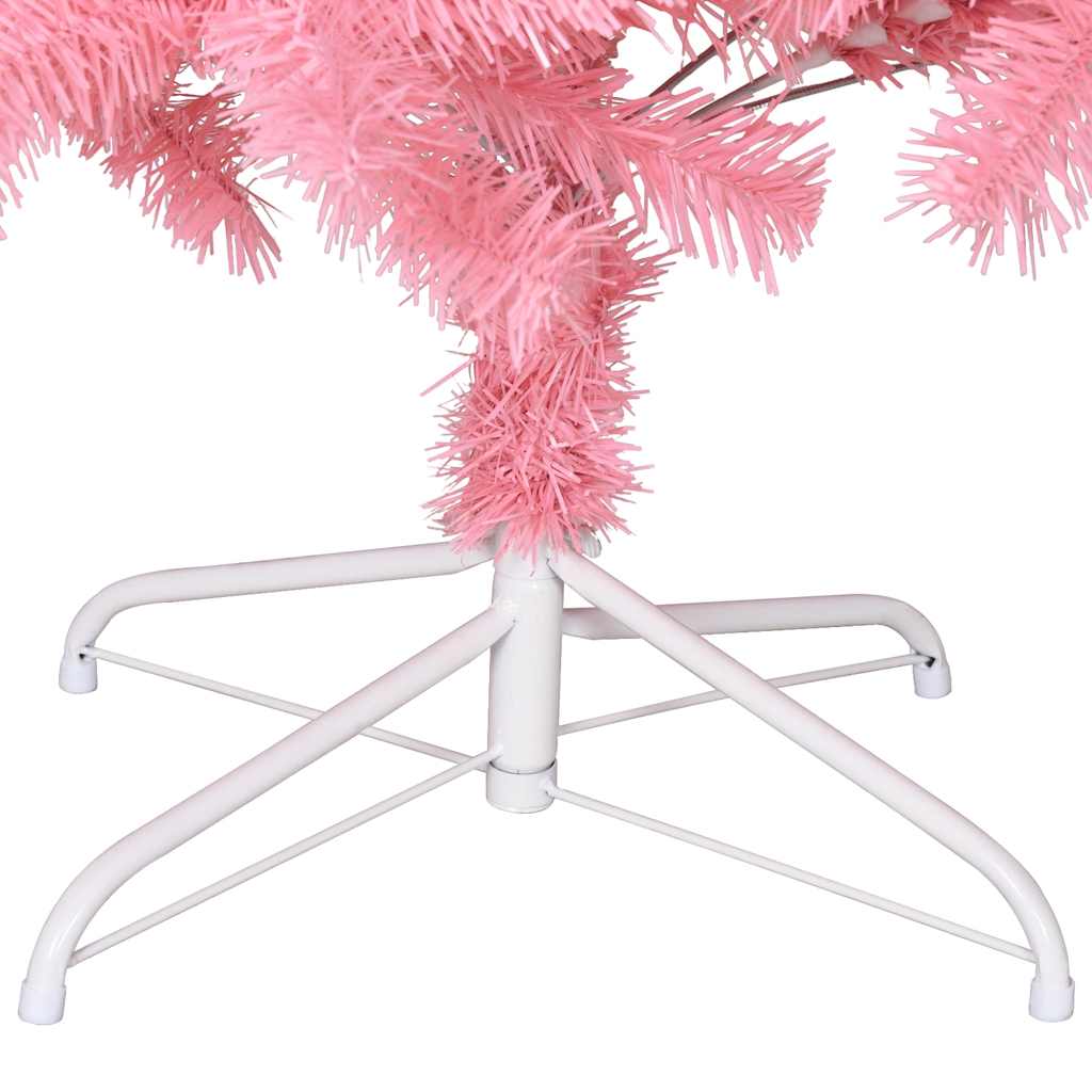 kunstigt juletræ med juletræsfod 210 cm PVC lyserød