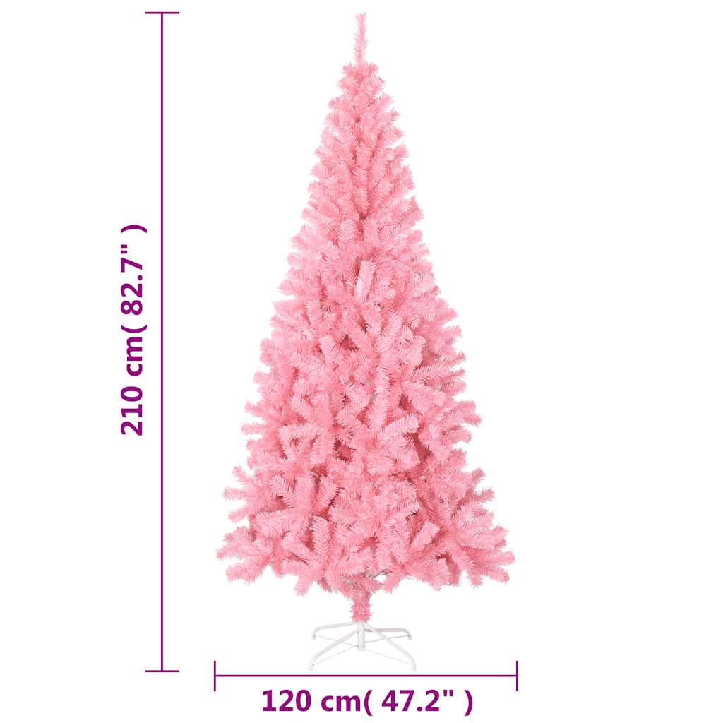 kunstigt juletræ med juletræsfod 210 cm PVC lyserød