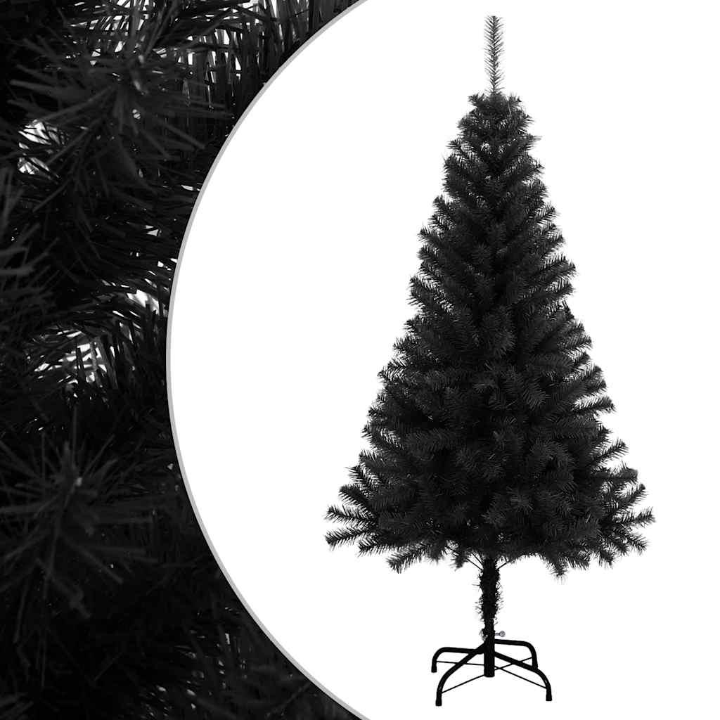 kunstigt juletræ med juletræsfod 150 cm PVC sort