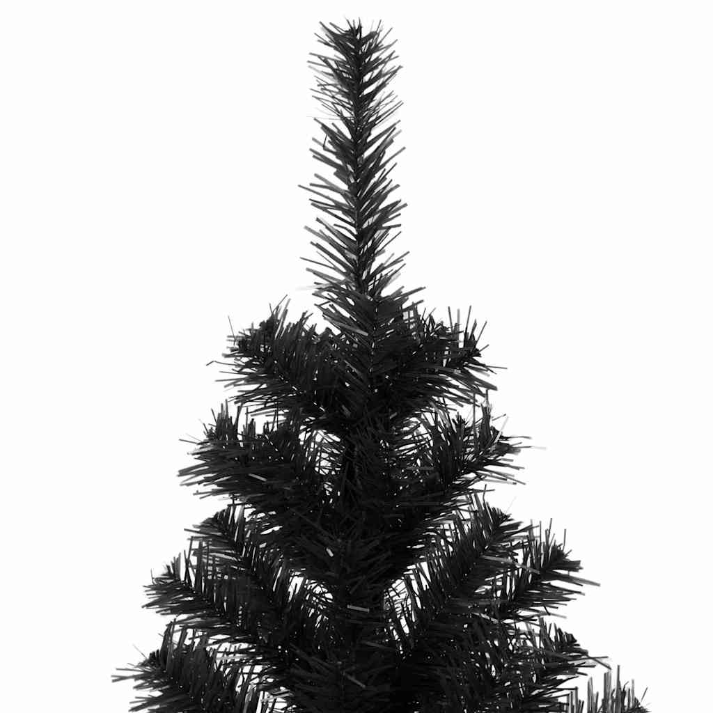 kunstigt juletræ med juletræsfod 180 cm PVC sort