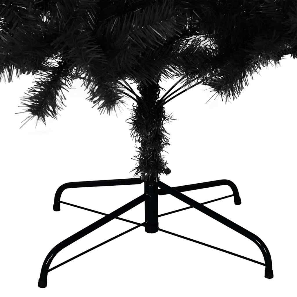 kunstigt juletræ med juletræsfod 180 cm PVC sort