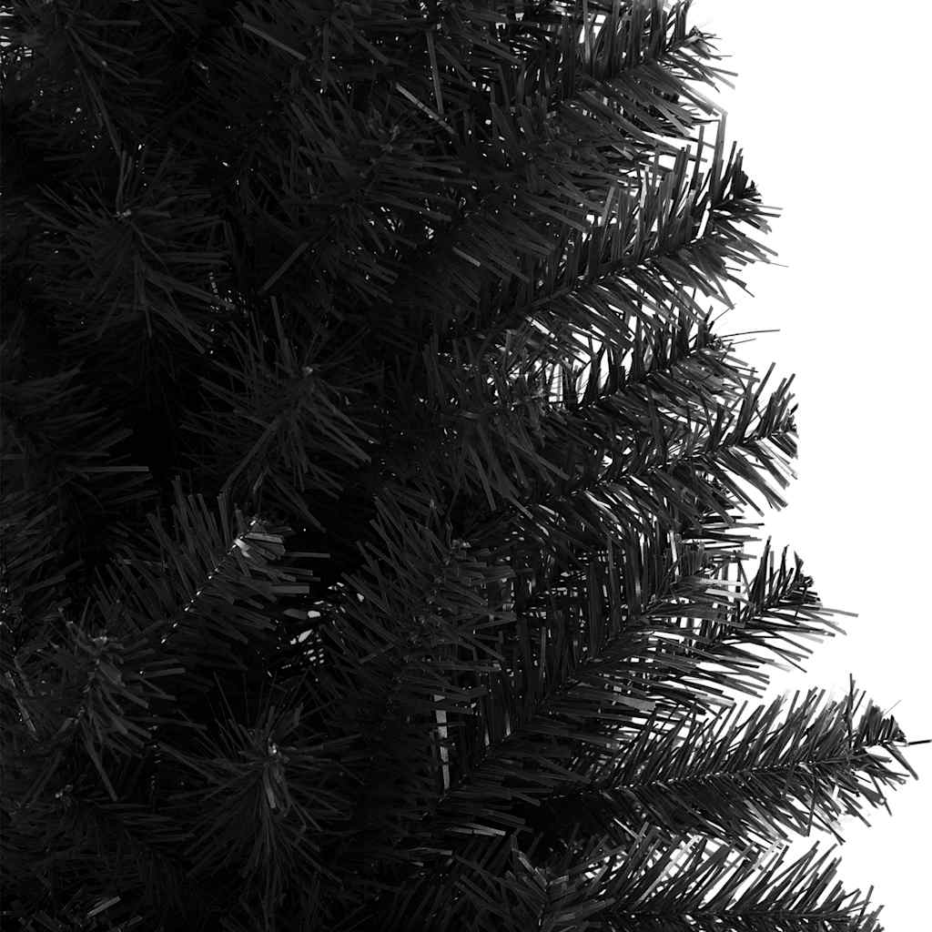 kunstigt juletræ med juletræsfod 210 cm PVC sort