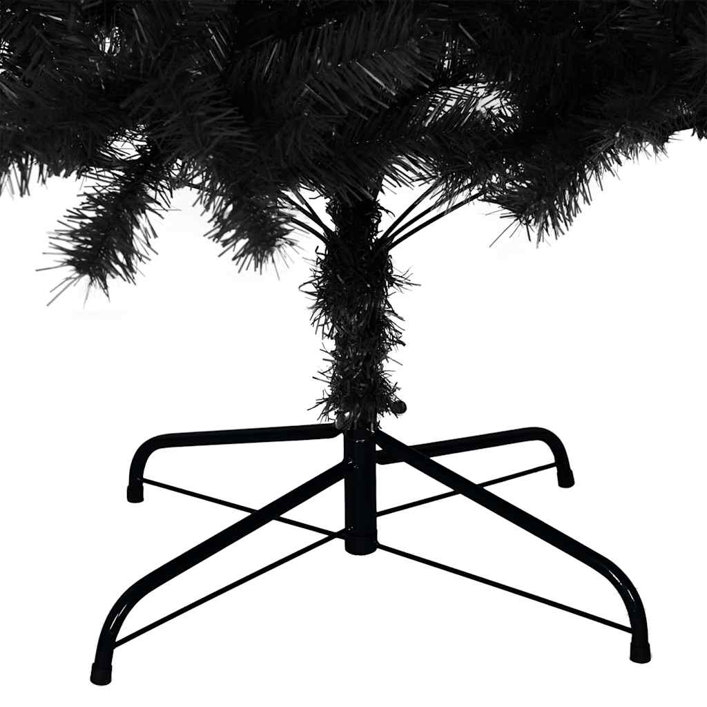 kunstigt juletræ med juletræsfod 210 cm PVC sort