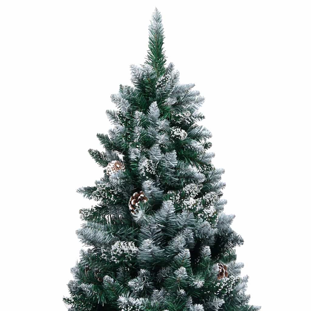 kunstigt juletræ med grankogler og hvidt sne 150 cm