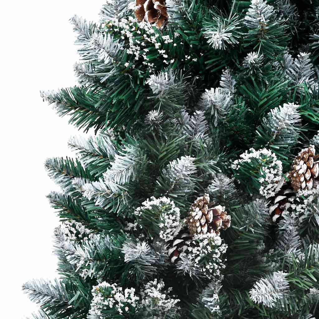 kunstigt juletræ med grankogler og hvidt sne 150 cm